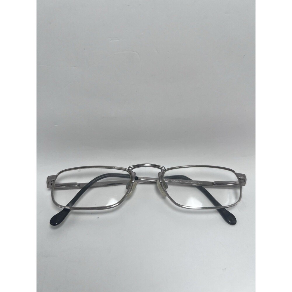 Vintage Luxottica Senator Natural Eyeglasses Frames Only Silver 51-19-140 Italy